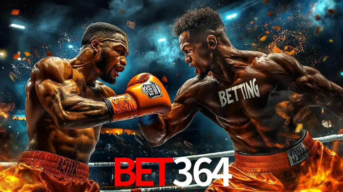 Dois boxeadores em uma luta intensa e explosiva, representando a adrenalina e as oportunidades de apostas em esportes de combate disponíveis na plataforma bet364.